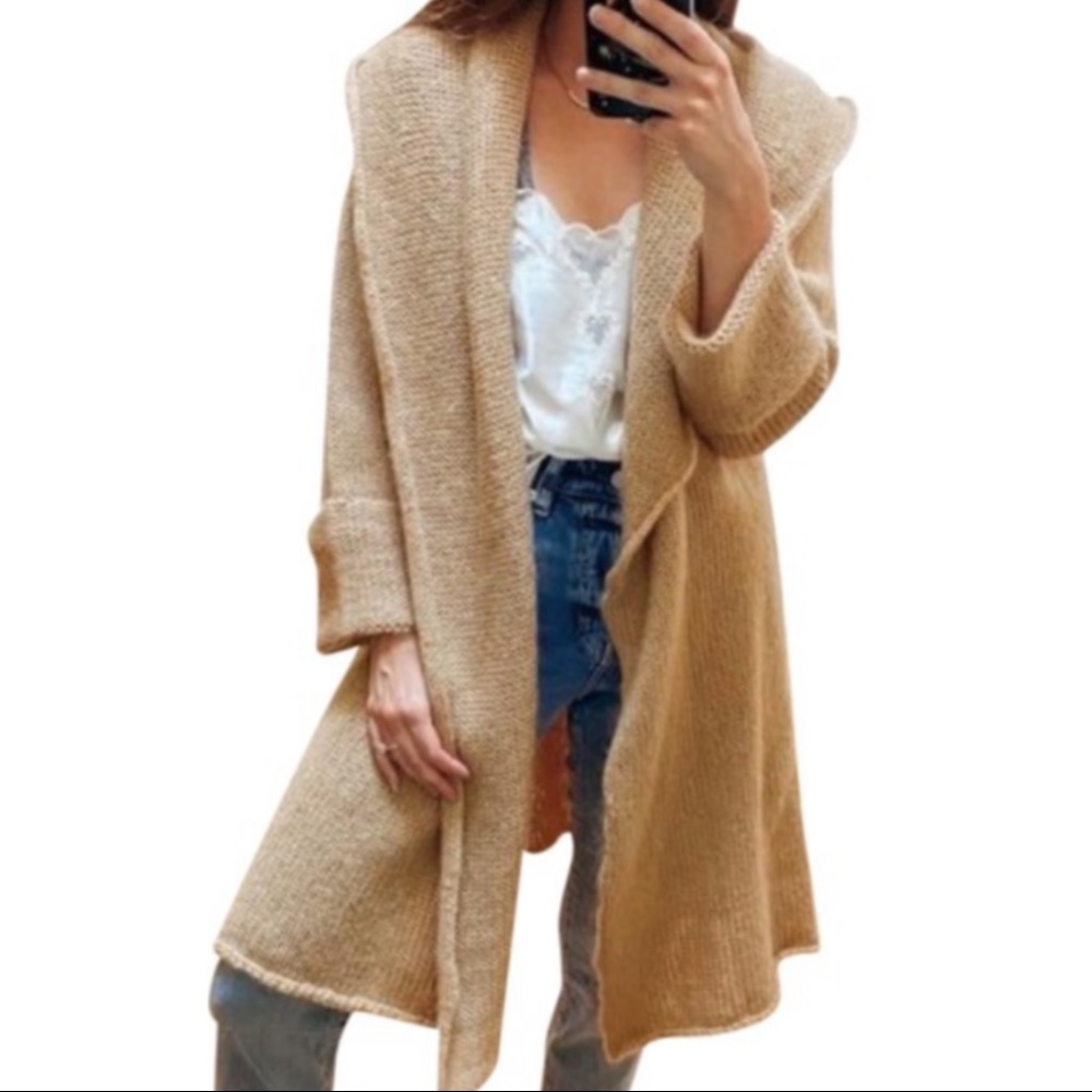 SOFT SURROUNDINGS TAN MOHAIR WOOL COAT - Picture 4 of 5